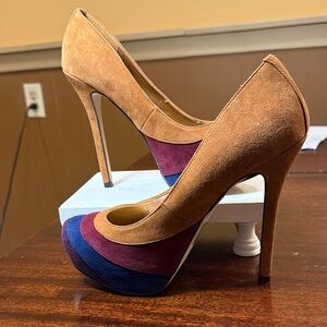 Bakers Suede Color Block  Stiletto Heels  Sz 8 4” Elle Woods(Legally Blonde):